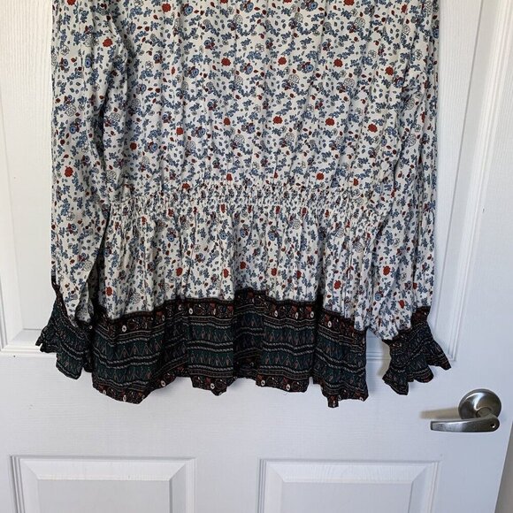 Weekend Suzanne Betro Women’s 3X Floral Multicolor Long Sleeve Boho V-Neck Top - Picture 7 of 9